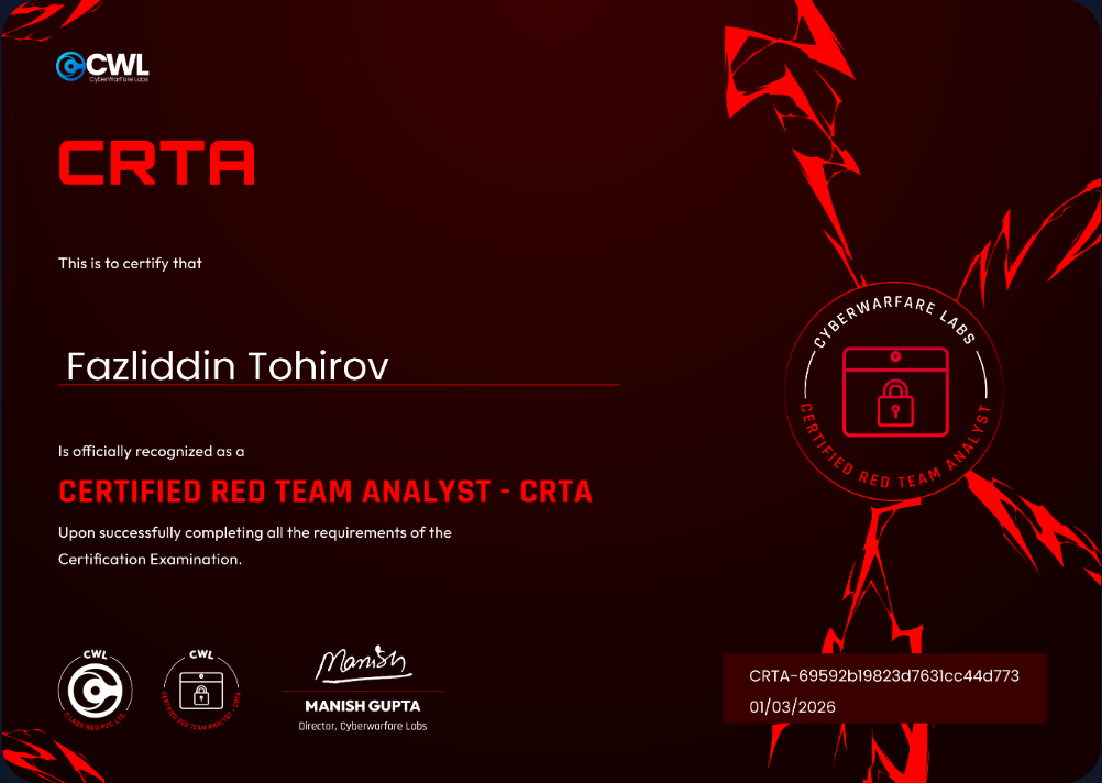 CRTA certificate image